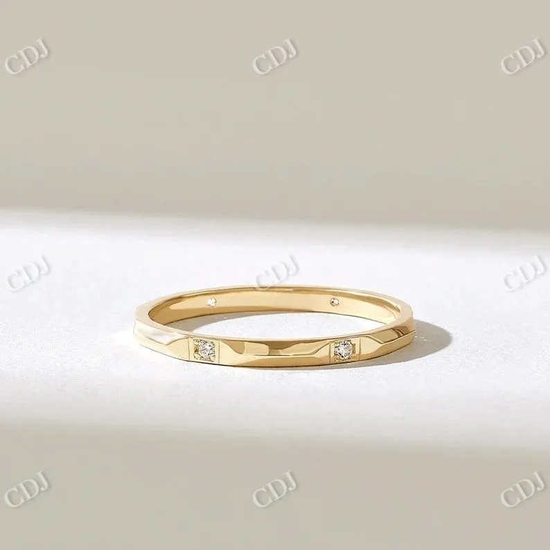 0.06CTW Bezel Diamond Pyramid Wedding Band