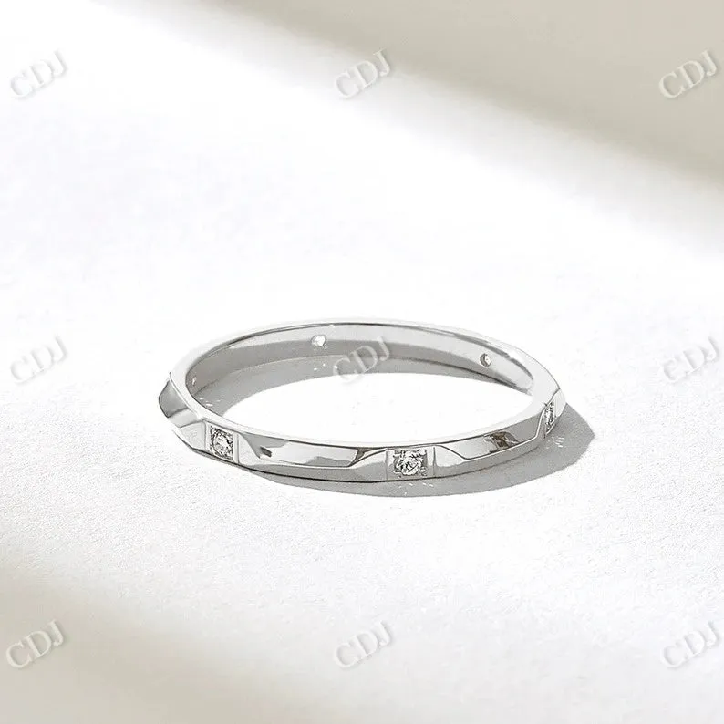 0.06CTW Bezel Diamond Pyramid Wedding Band