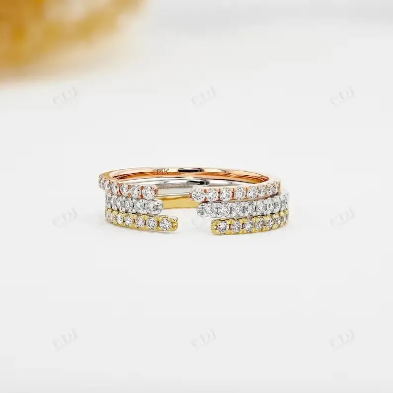 0.16CTW Round Diamond Open Shank Wedding Band