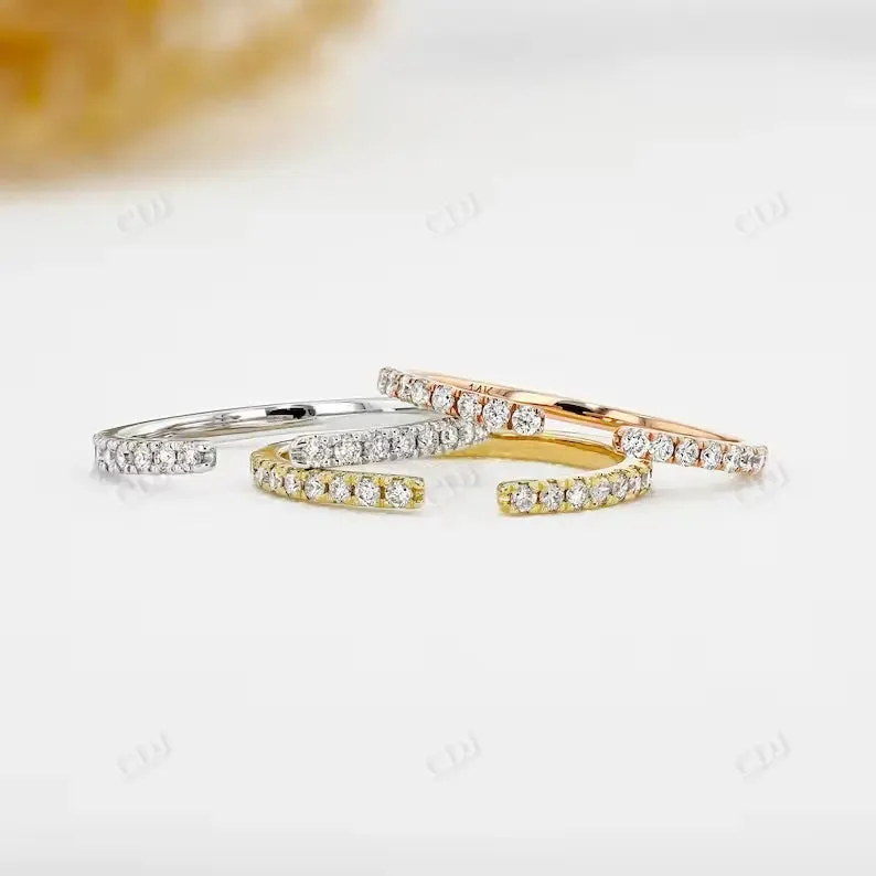 0.16CTW Round Diamond Open Shank Wedding Band