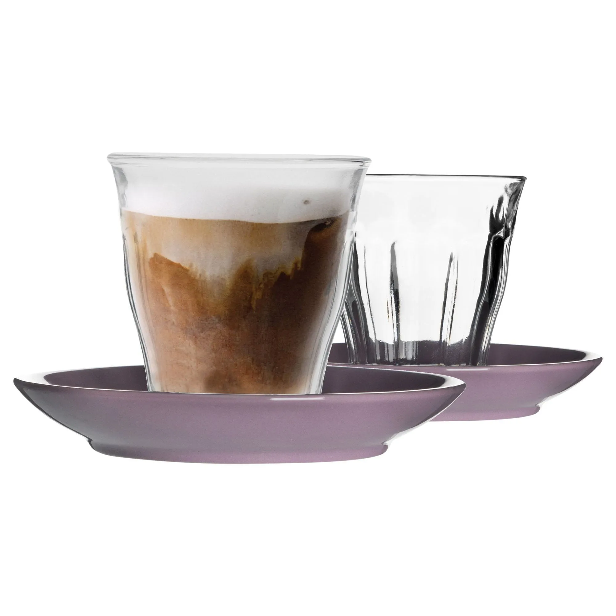 200ml Picardie Glass Coffee Cups & Saucers Set - Pack of Six - By Duralex