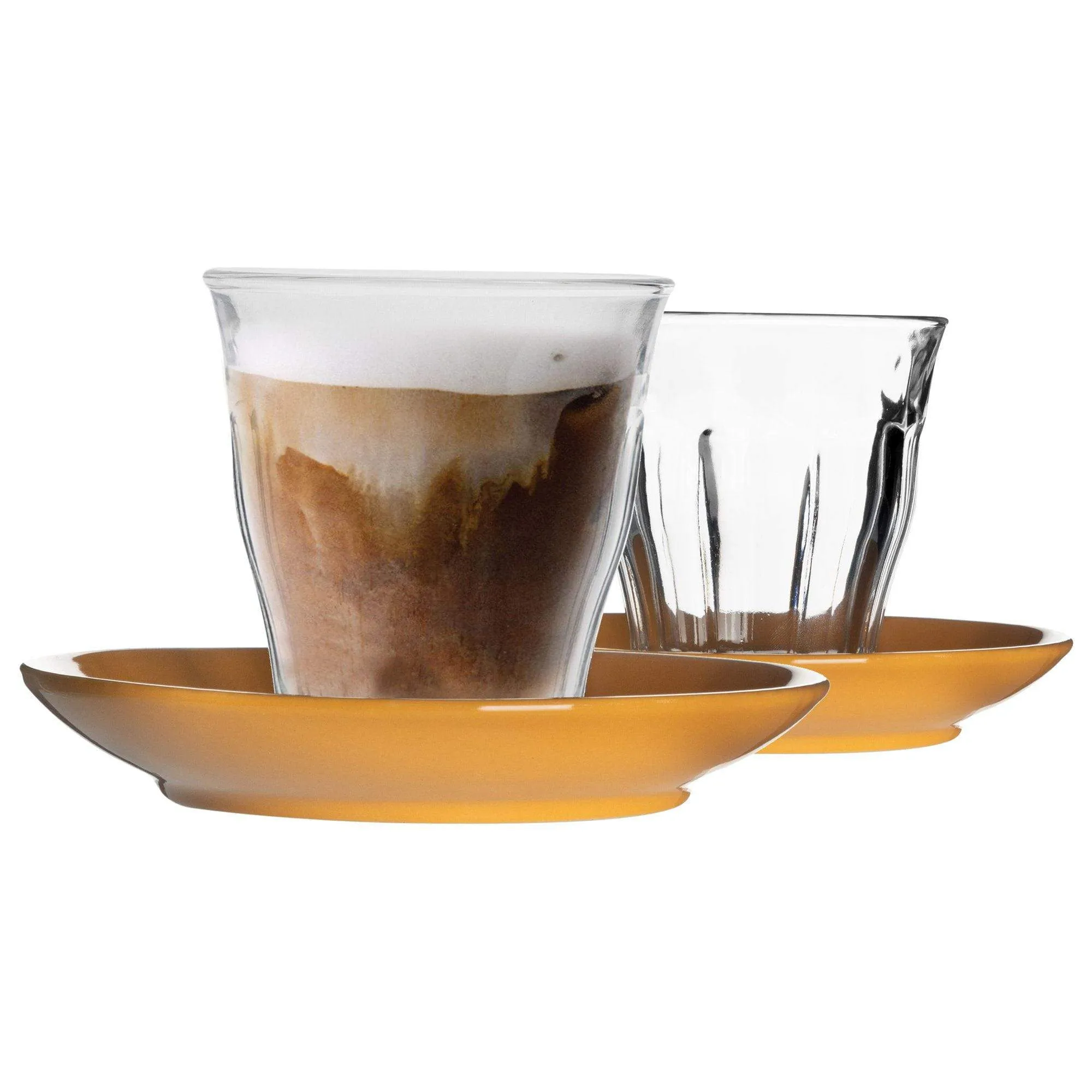 200ml Picardie Glass Coffee Cups & Saucers Set - Pack of Six - By Duralex