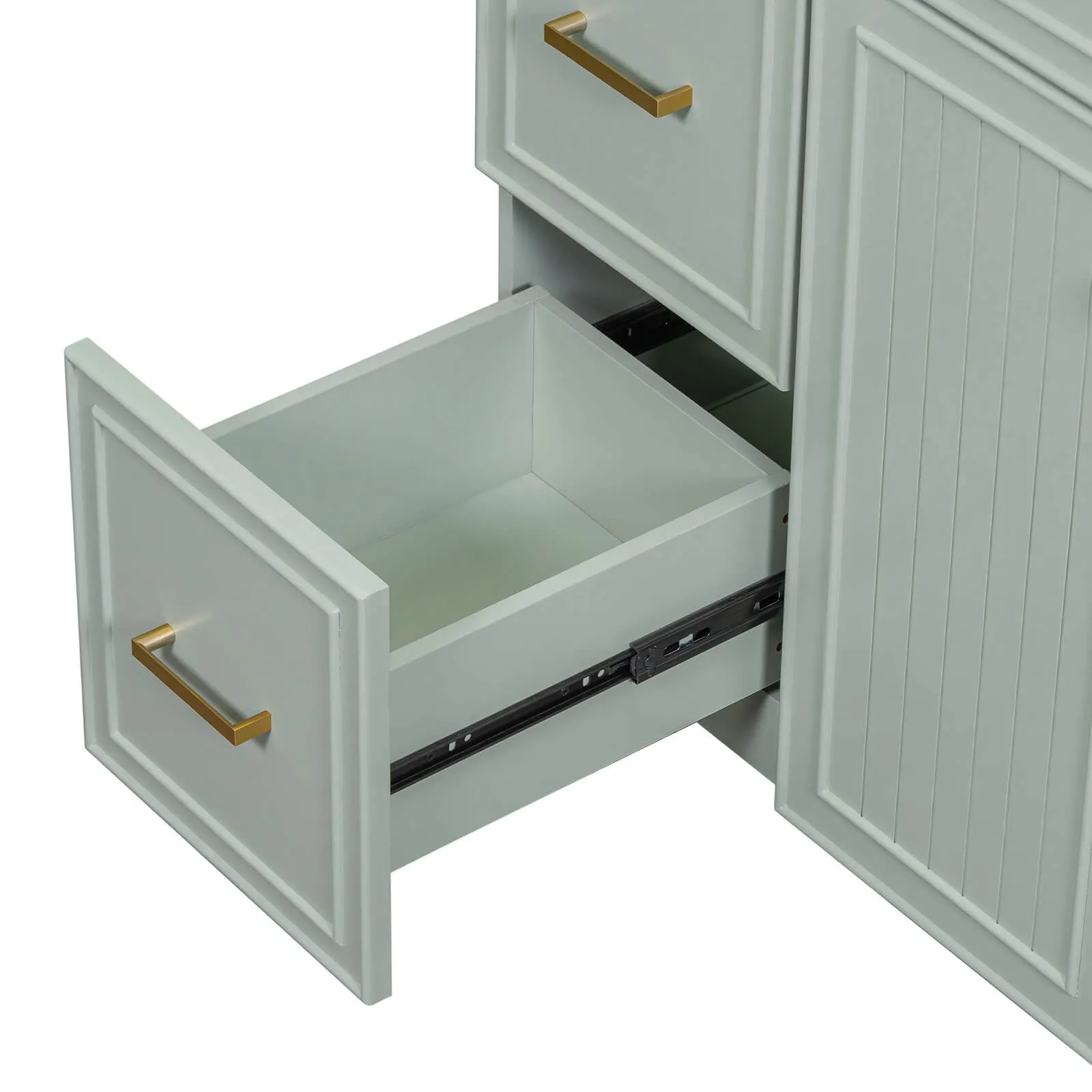 36" Light Gray-Green Bathroom Vanity with Adjustable Shelves (Cabinet Only)