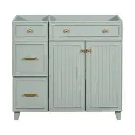 36" Light Gray-Green Bathroom Vanity with Adjustable Shelves (Cabinet Only)