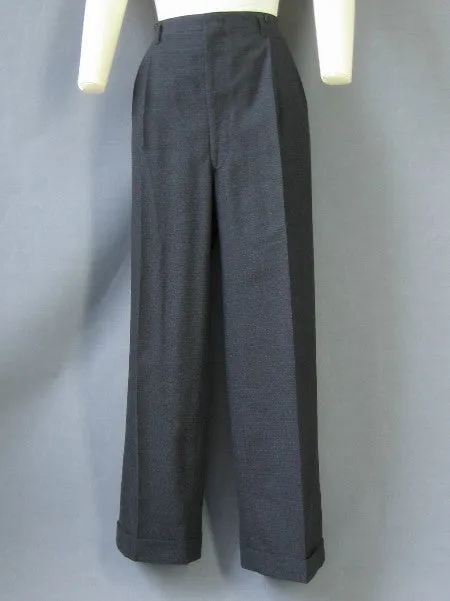 40s Vintage Pleated Front Pants Mens Cuffed 50s Baggy Large VFG