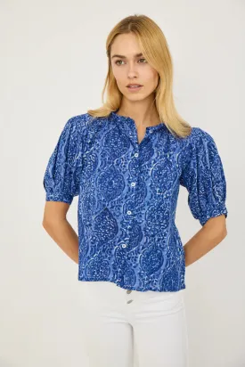 Abby Ruffle Top | Delft Blue