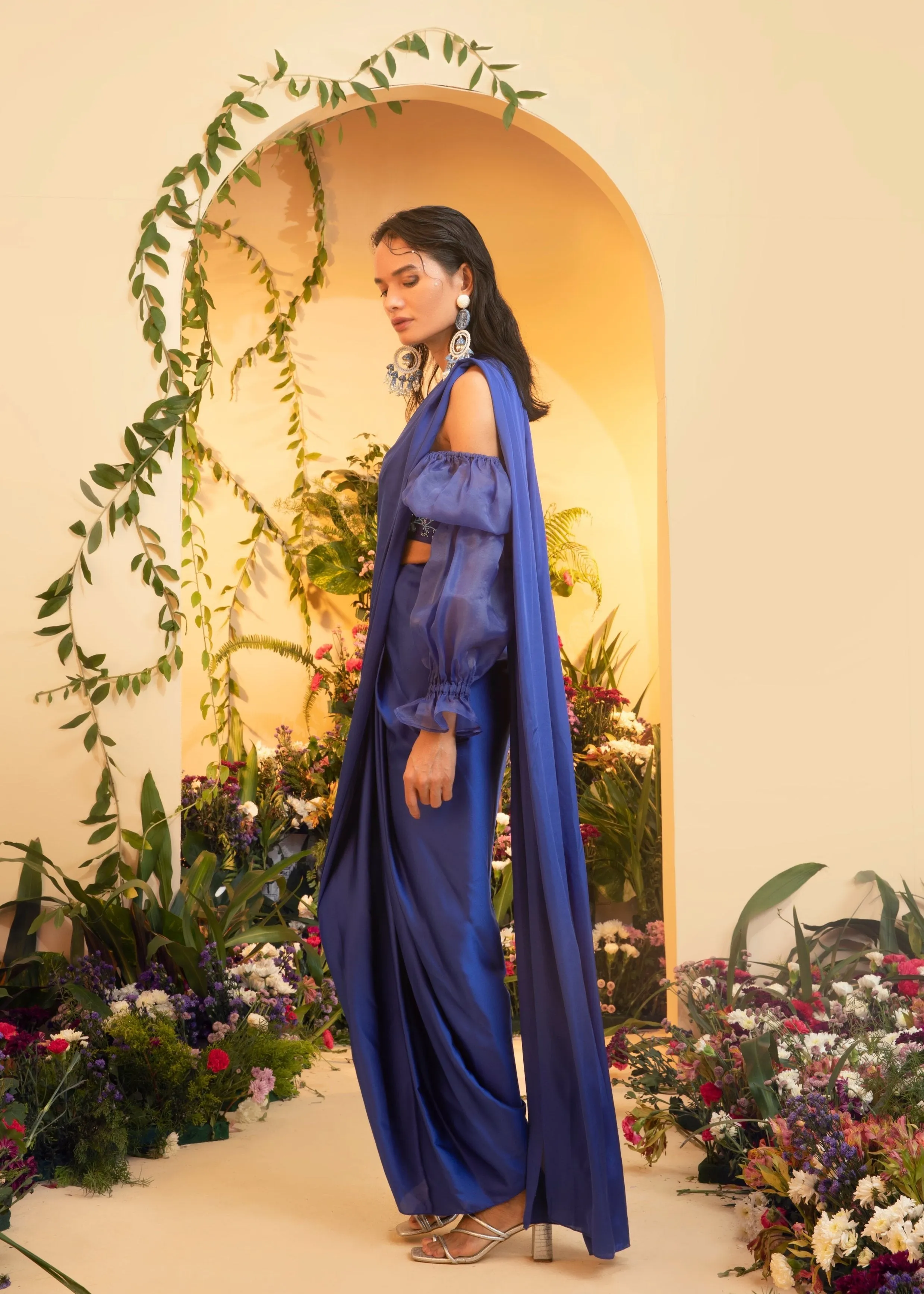 Abira Sapphire Satin Pre-Stitched Saree