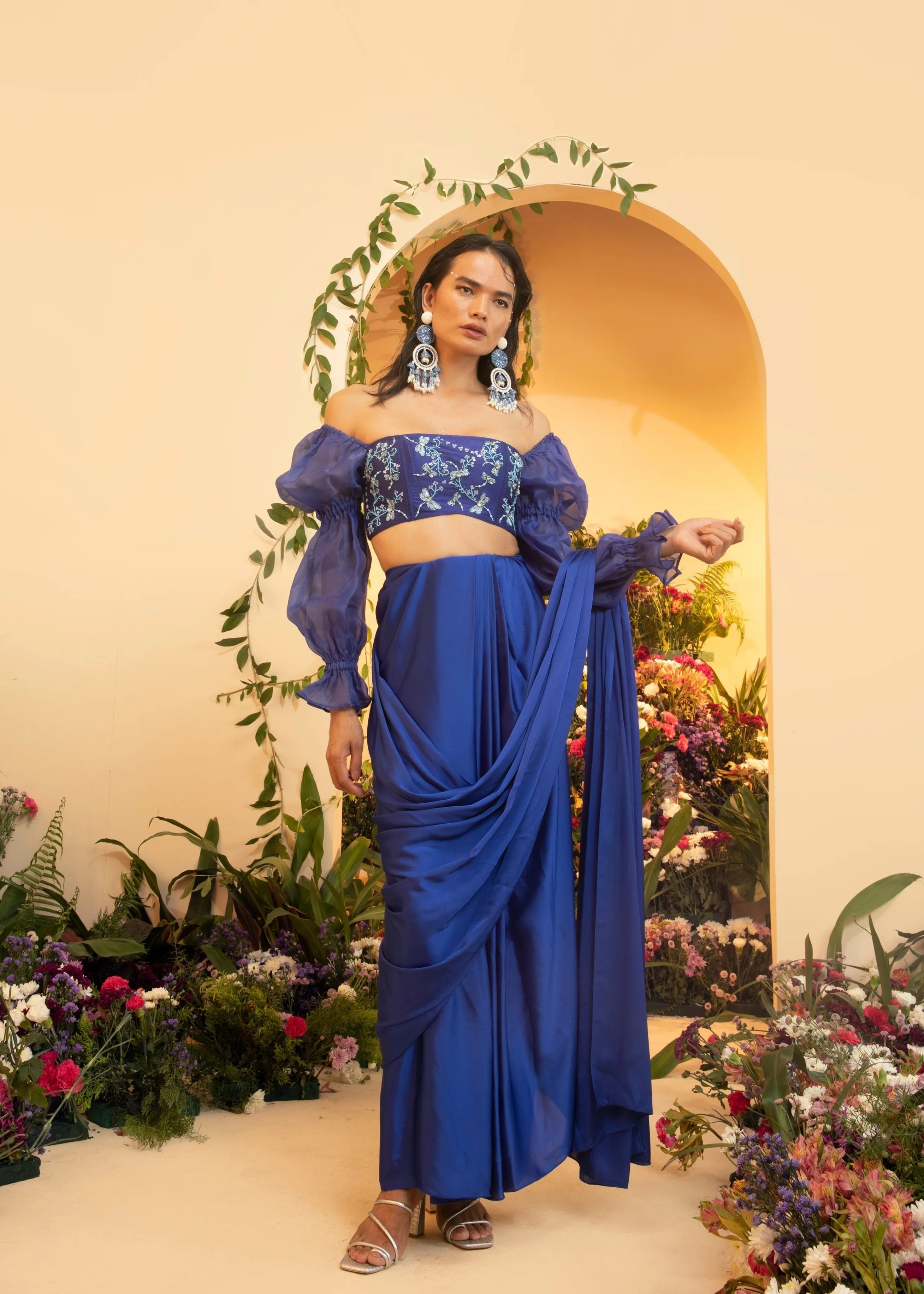 Abira Sapphire Satin Pre-Stitched Saree