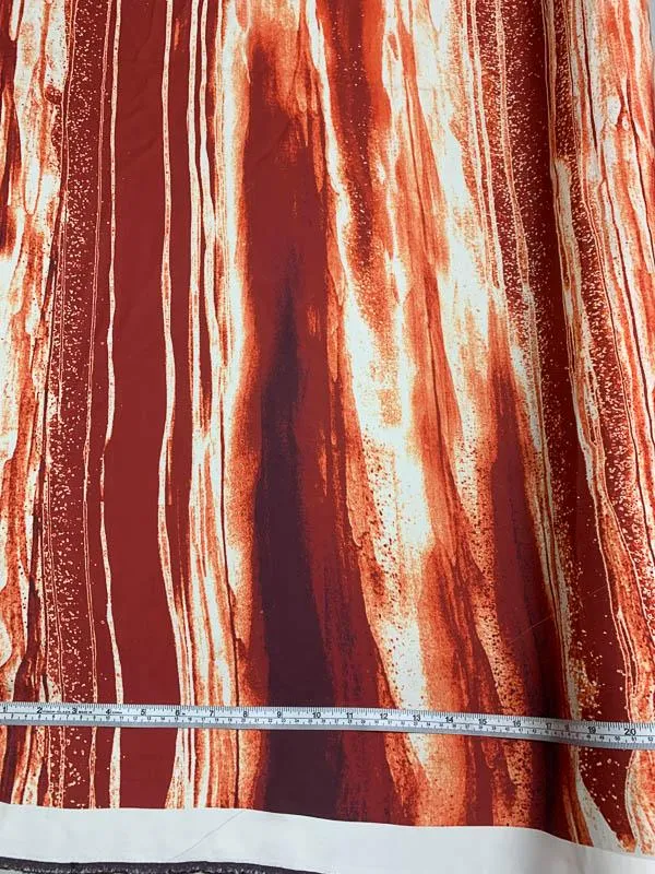 Abstract Wash Printed Silk Georgette - Red / Maroon / White