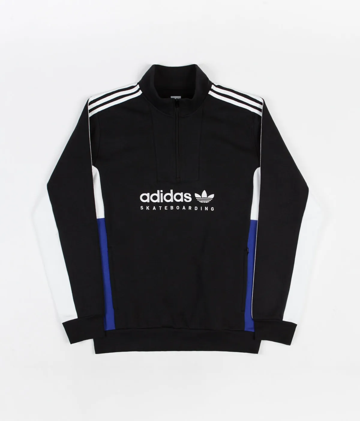 Adidas Apian Zip Neck Sweatshirt - Black / White / Active Blue