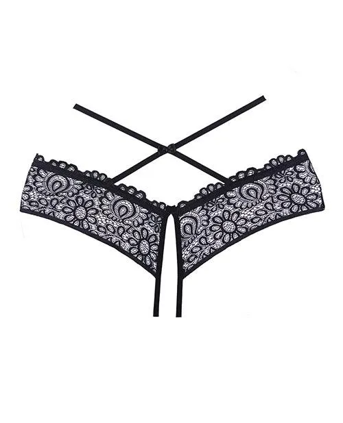 Adore Crayzee Open Panty W/criss Cross Waist Straps & Lace (One-Size)