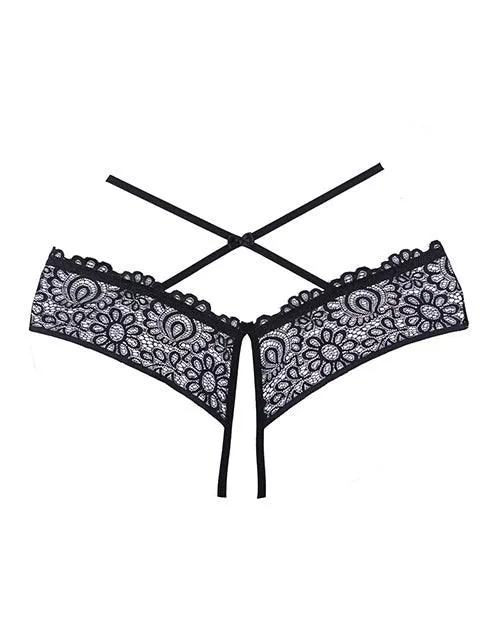 Adore Crayzee Open Panty W/criss Cross Waist Straps & Lace (One-Size)