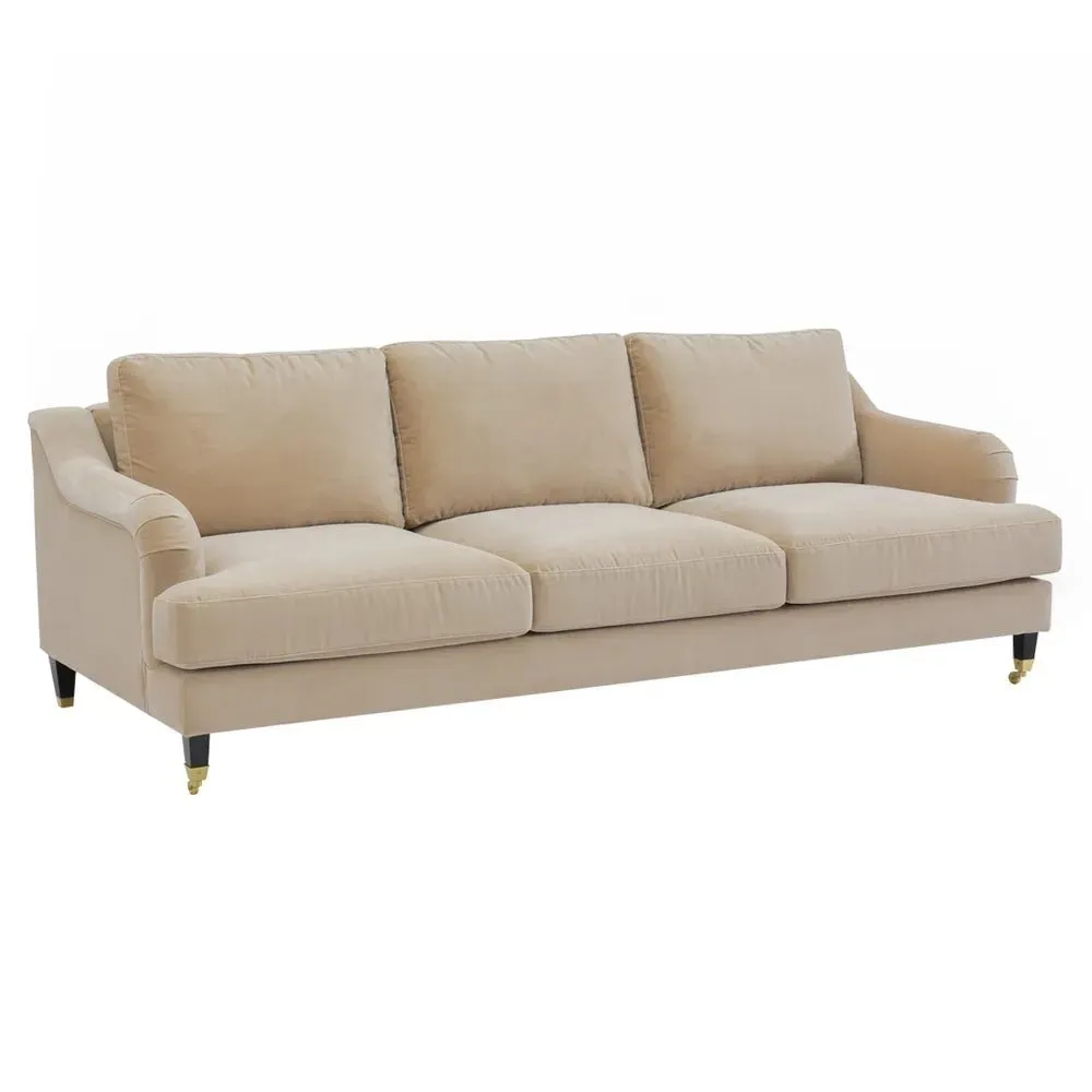 Aerin 3 Seater Sofa - Taupe Velvet 2.26m