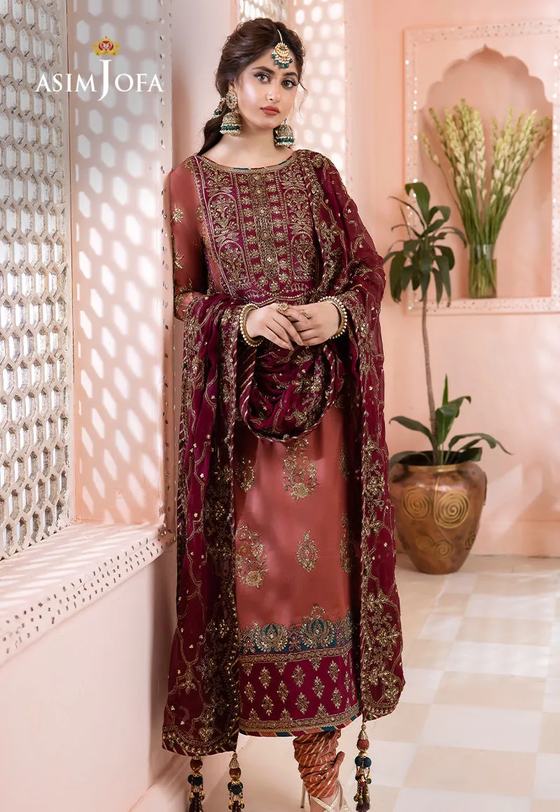 AJCC-01 DESIGNERS STITCHED EMBROIDERED RAW SILK 3 PCS