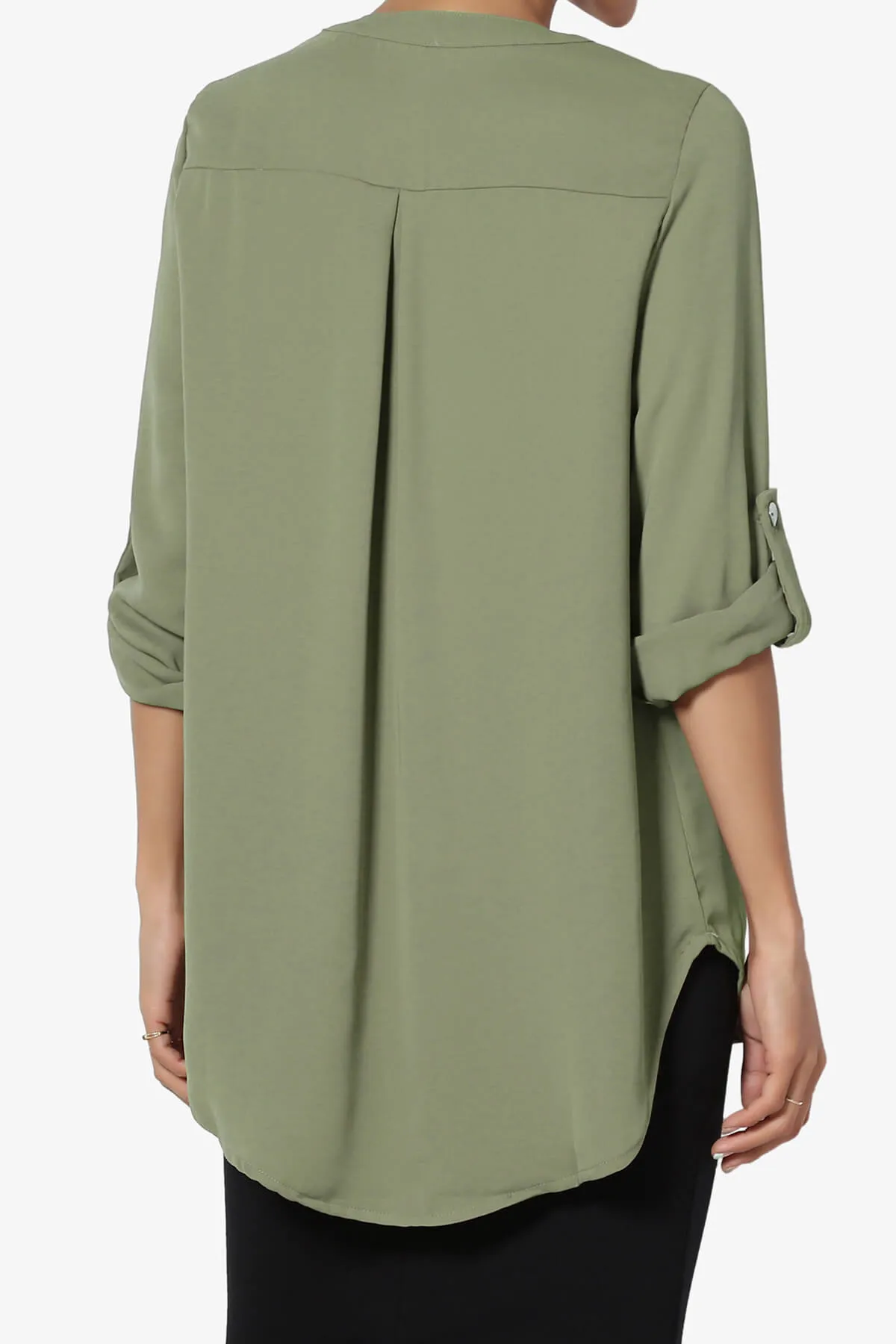 Alia Shirred Split Neck Blouse