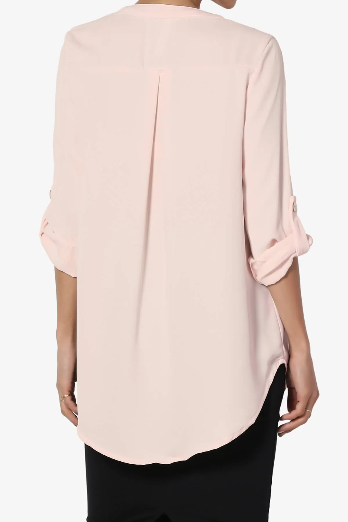 Alia Shirred Split Neck Blouse