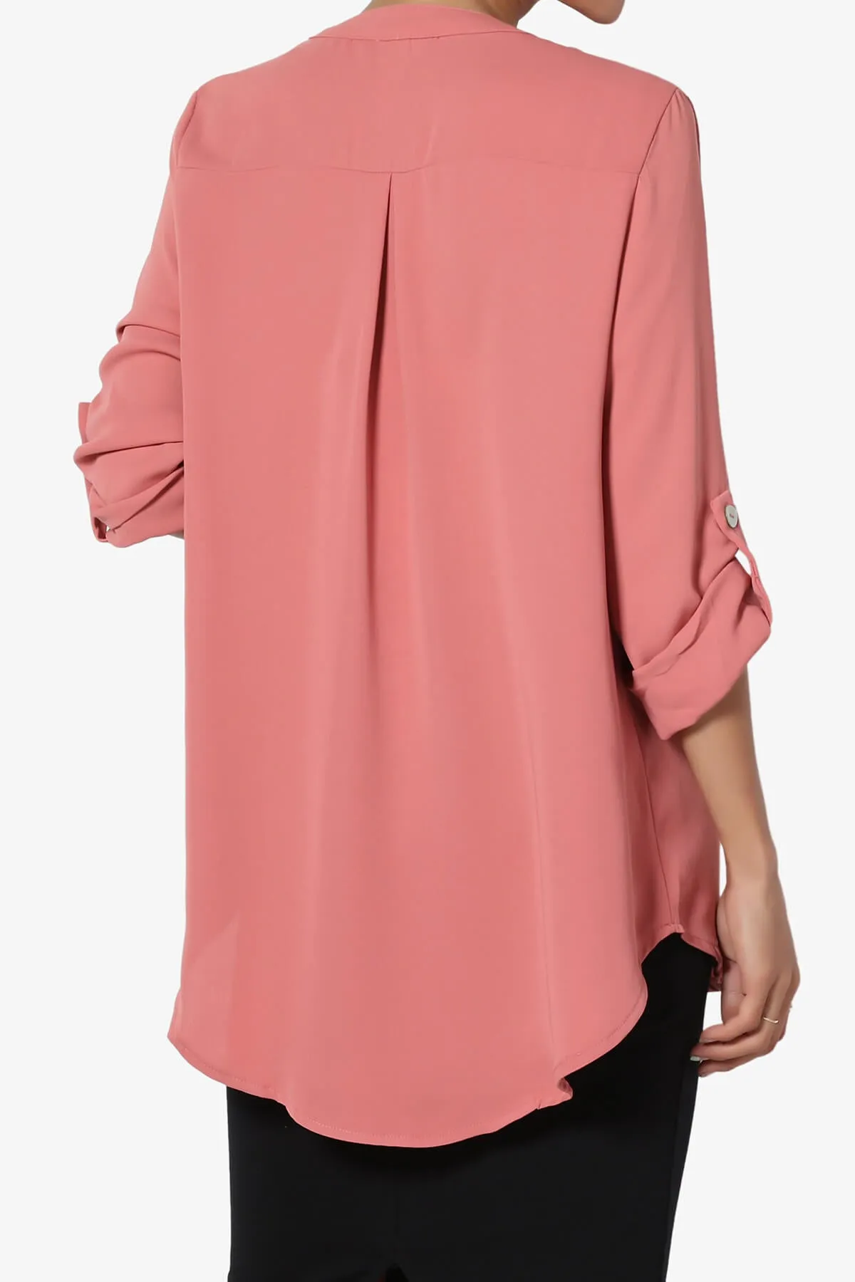 Alia Shirred Split Neck Blouse