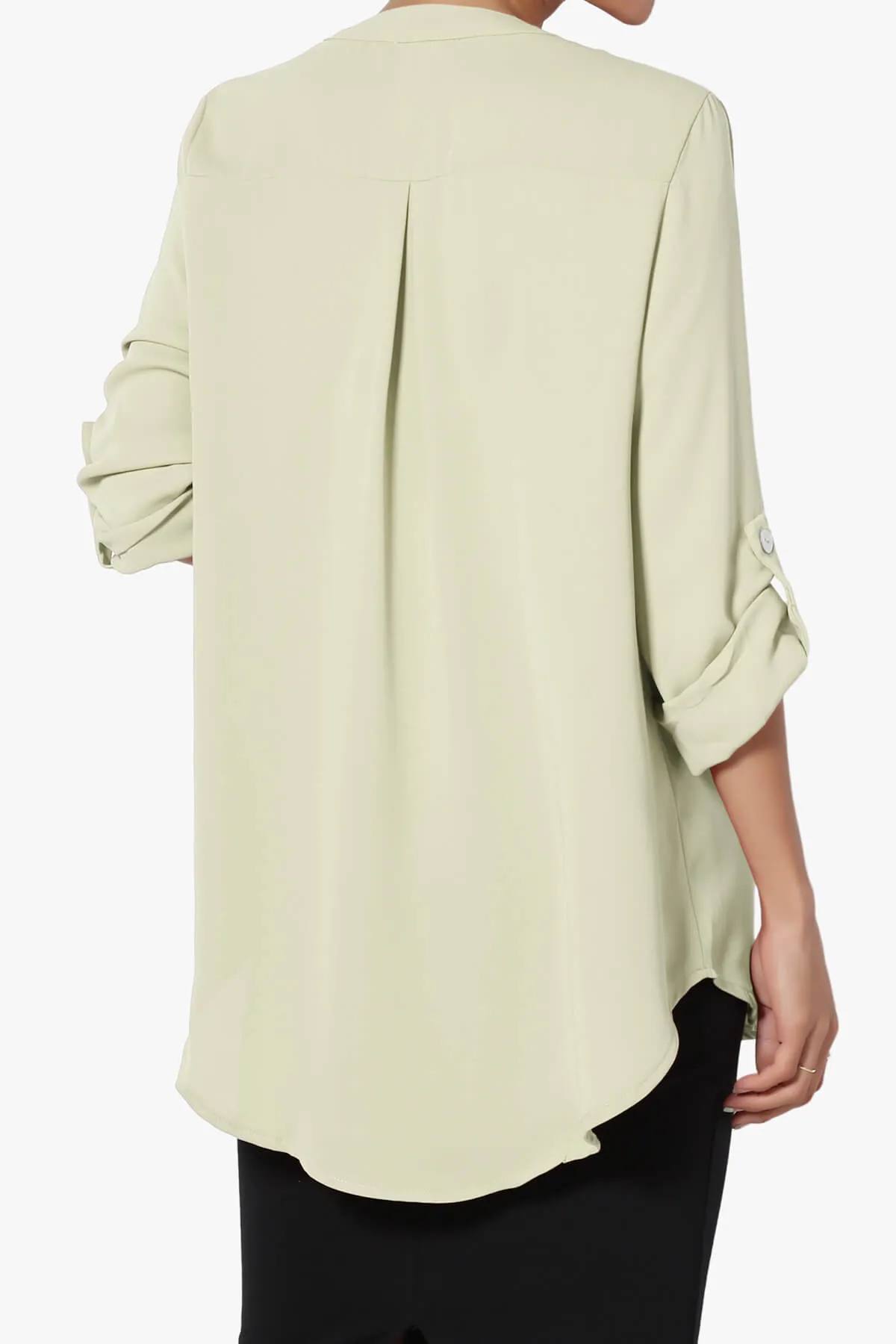 Alia Shirred Split Neck Blouse