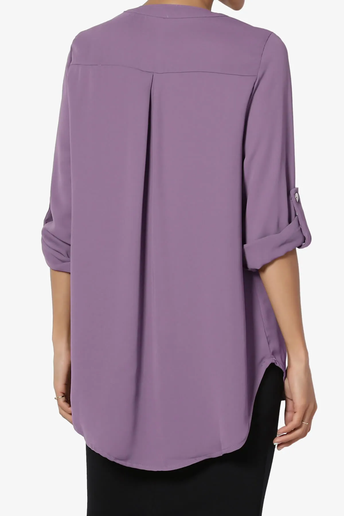 Alia Shirred Split Neck Blouse