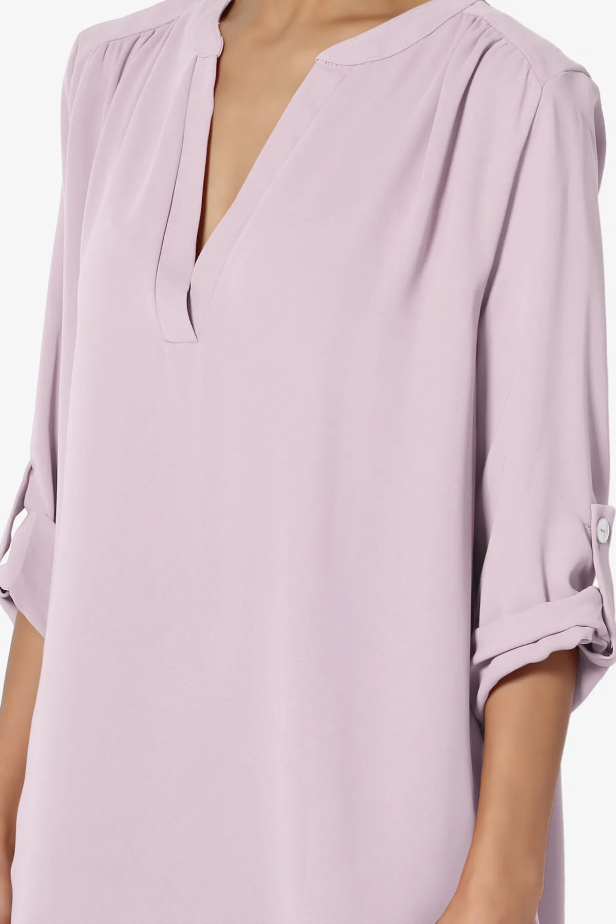 Alia Shirred Split Neck Blouse