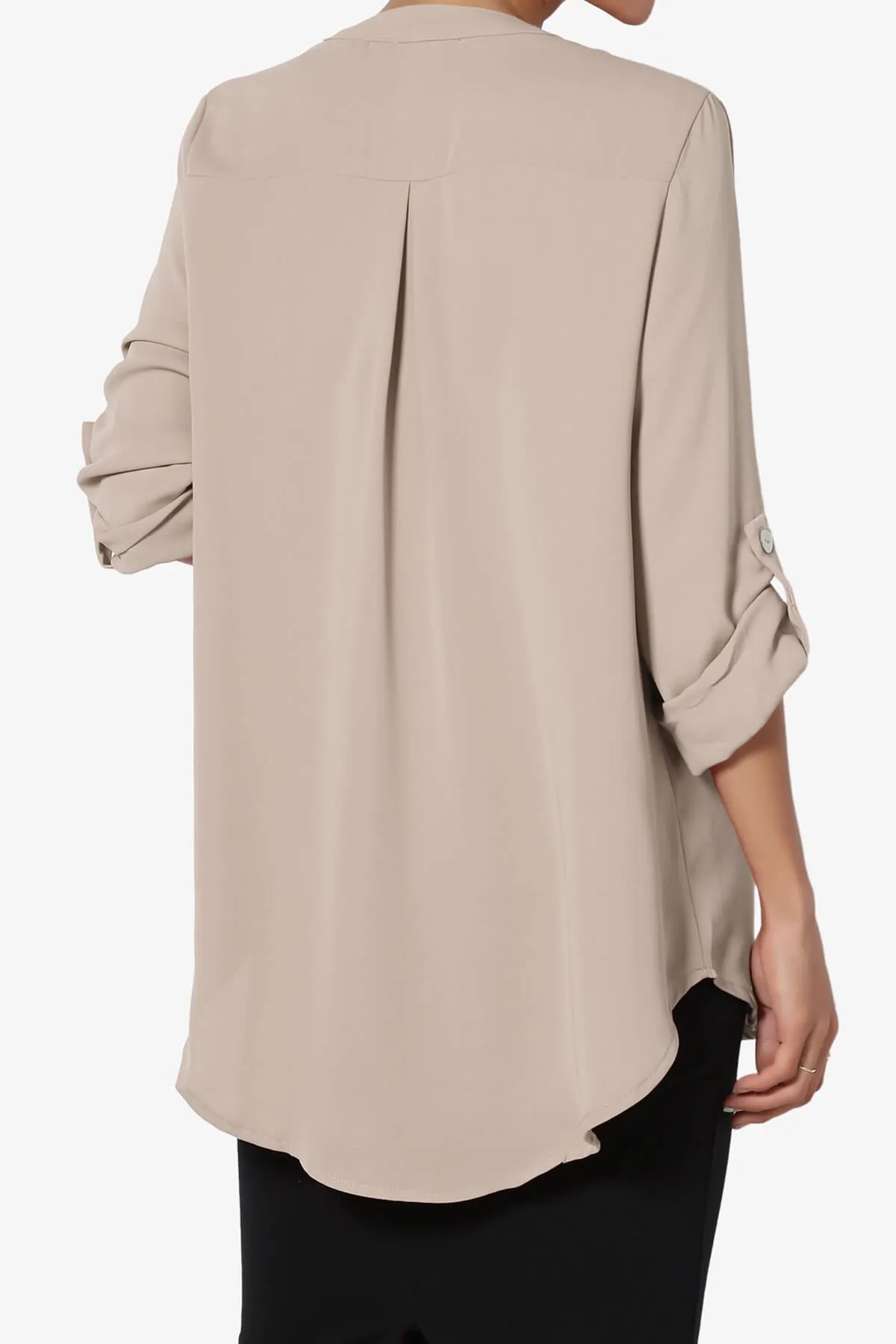 Alia Shirred Split Neck Blouse