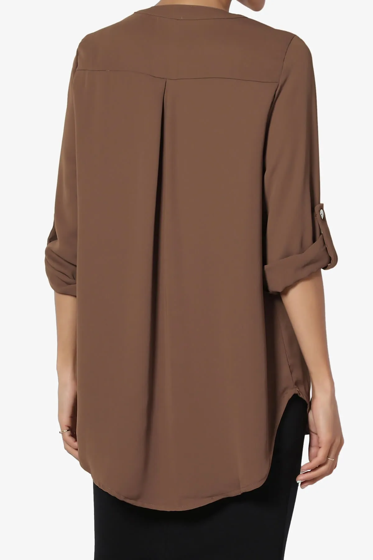 Alia Shirred Split Neck Blouse