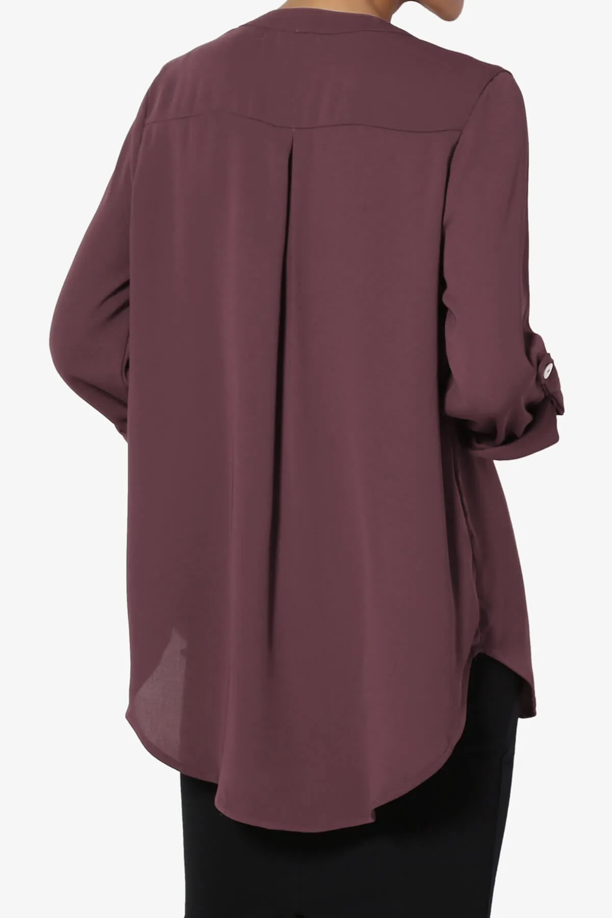 Alia Shirred Split Neck Blouse