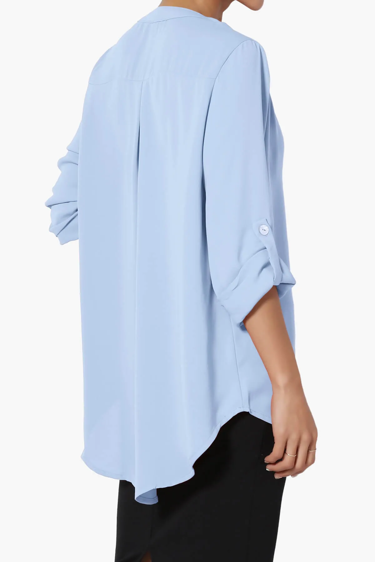 Alia Shirred Split Neck Blouse