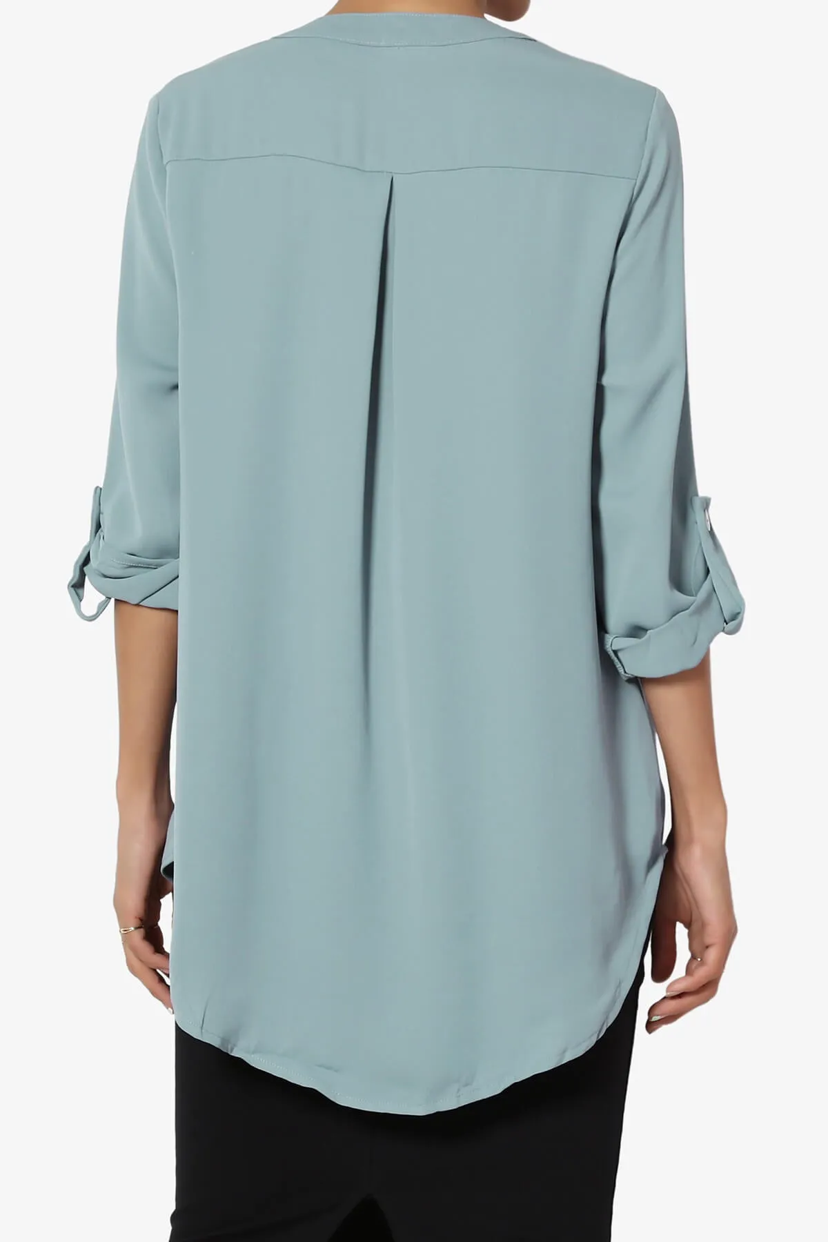 Alia Shirred Split Neck Blouse