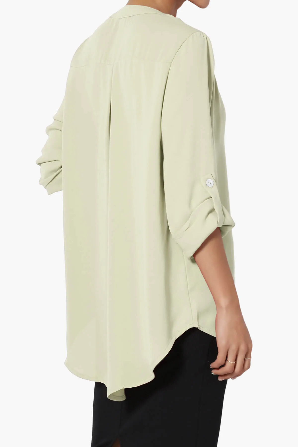 Alia Shirred Split Neck Blouse