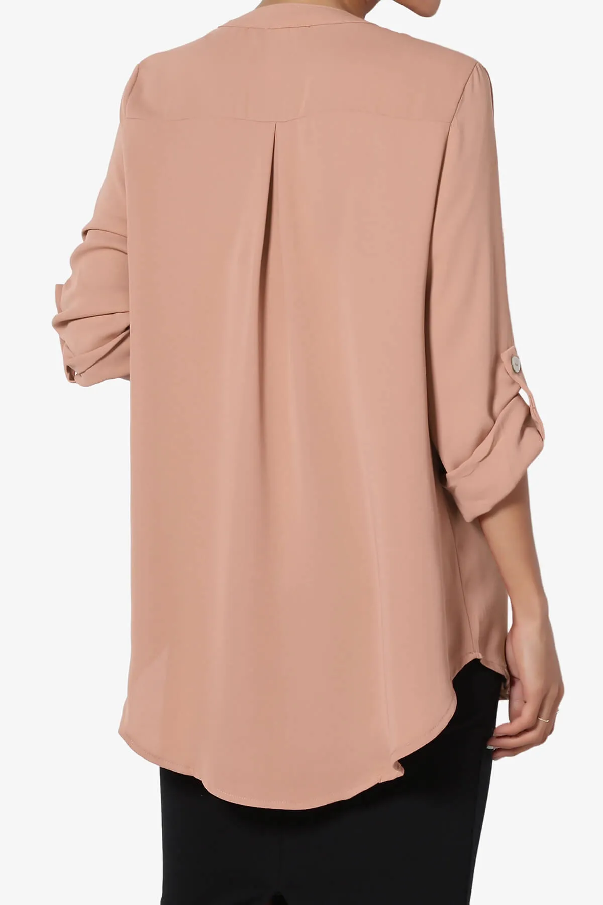 Alia Shirred Split Neck Blouse