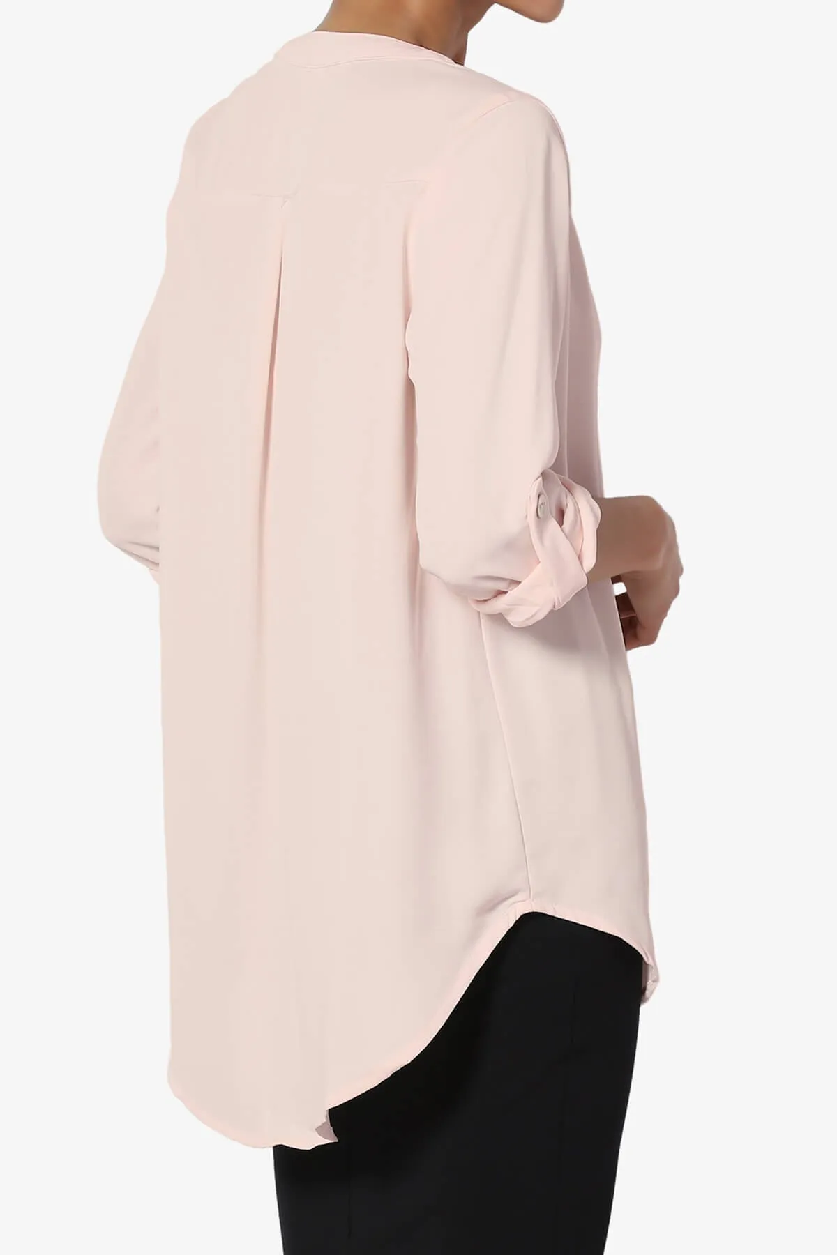 Alia Shirred Split Neck Blouse