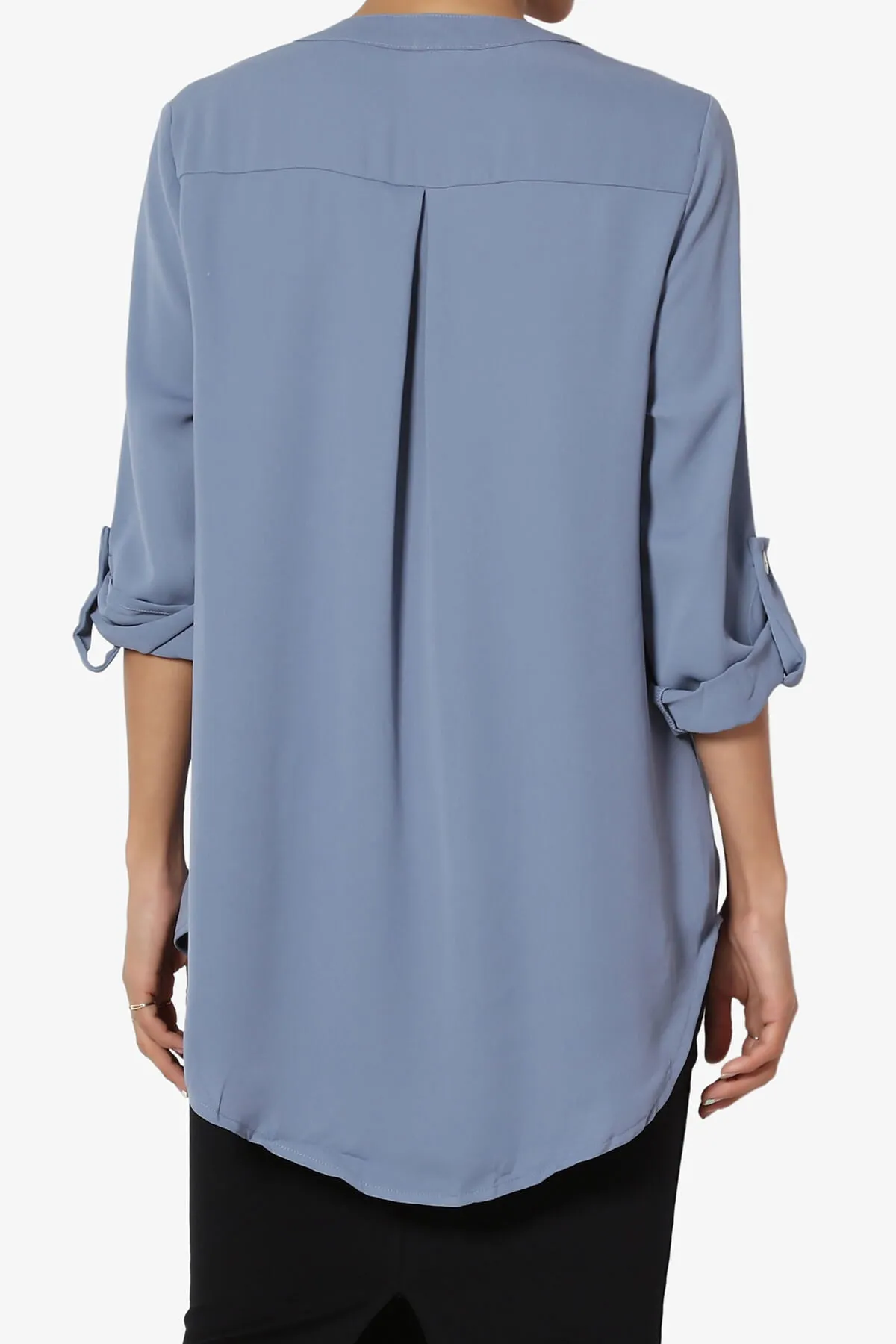 Alia Shirred Split Neck Blouse