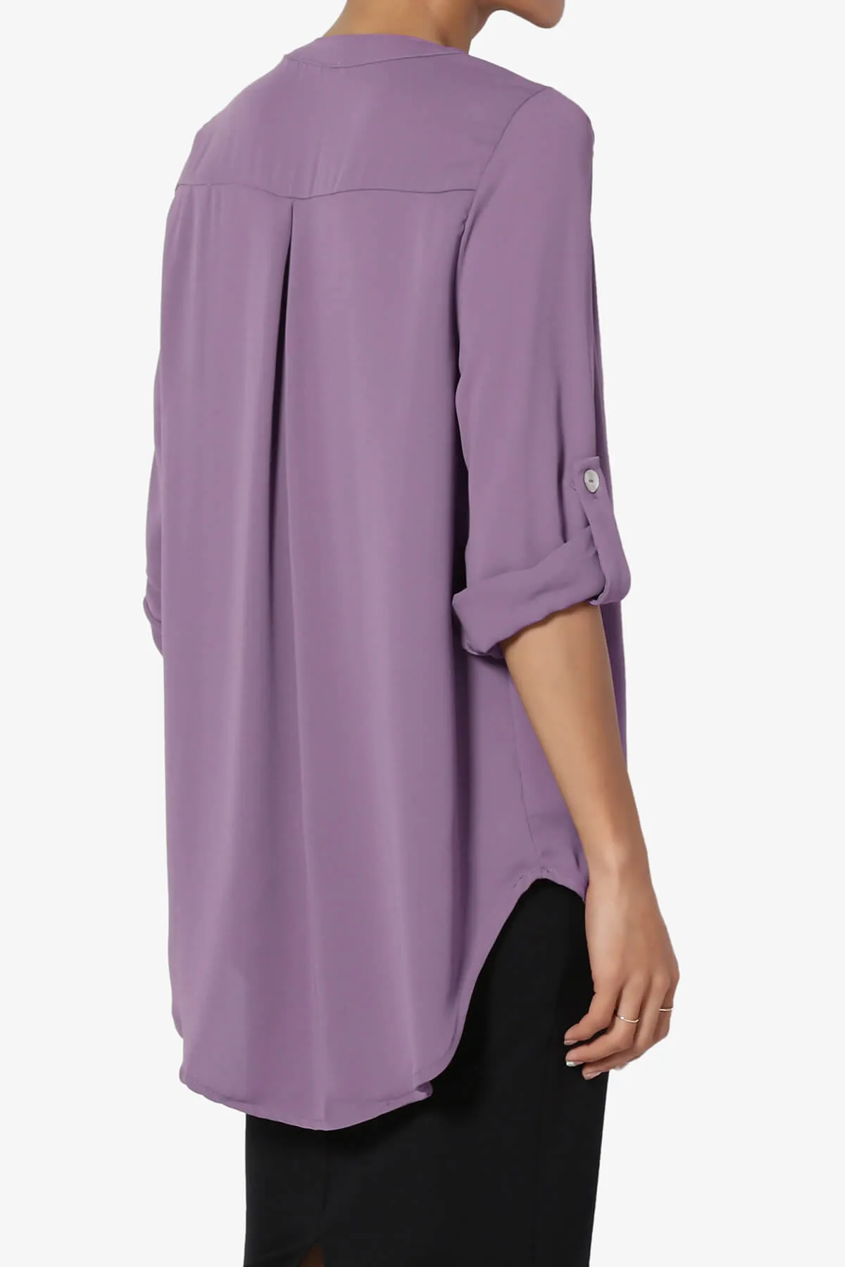 Alia Shirred Split Neck Blouse