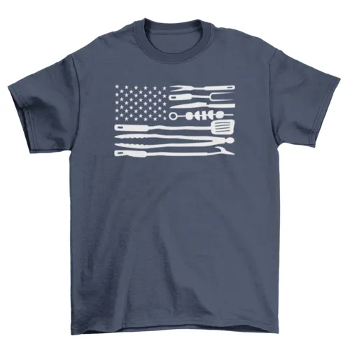 American flag bbq tools t-shirt