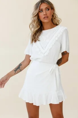 Angelique Tassel Bust Wrap Bottom Dress White