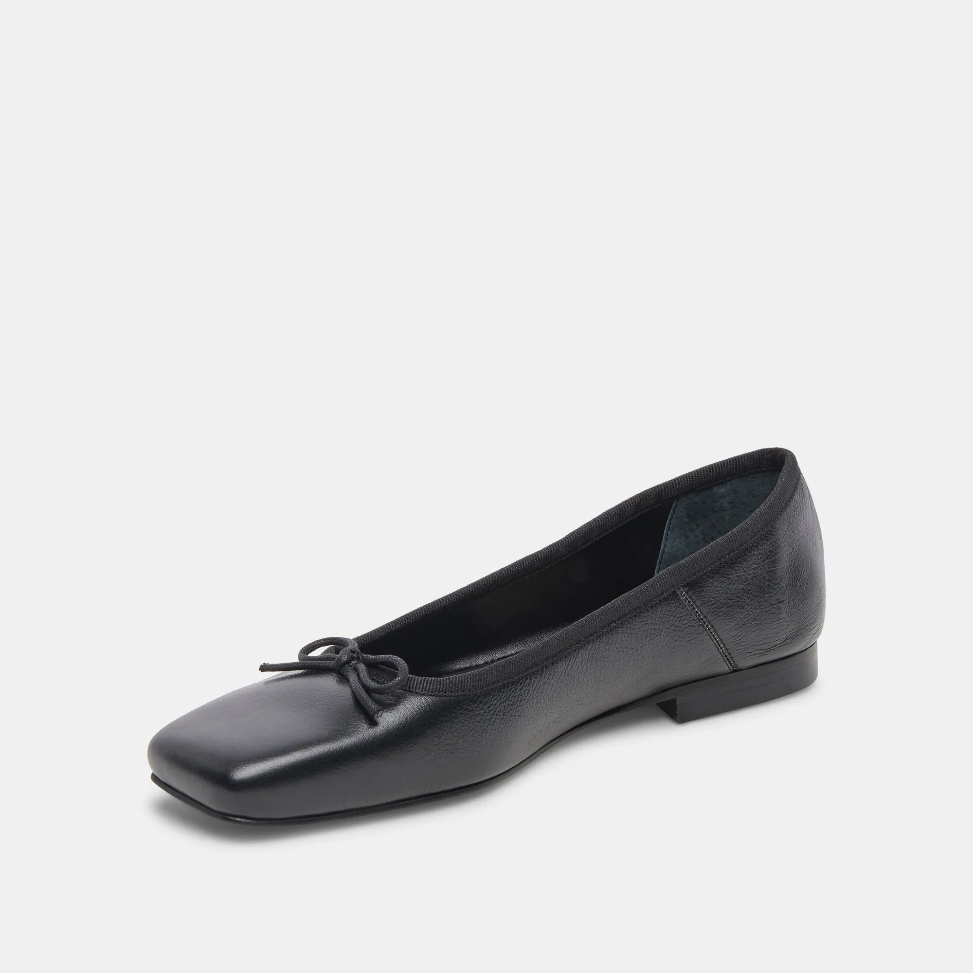 ANISA WIDE BALLET FLATS BLACK LEATHER