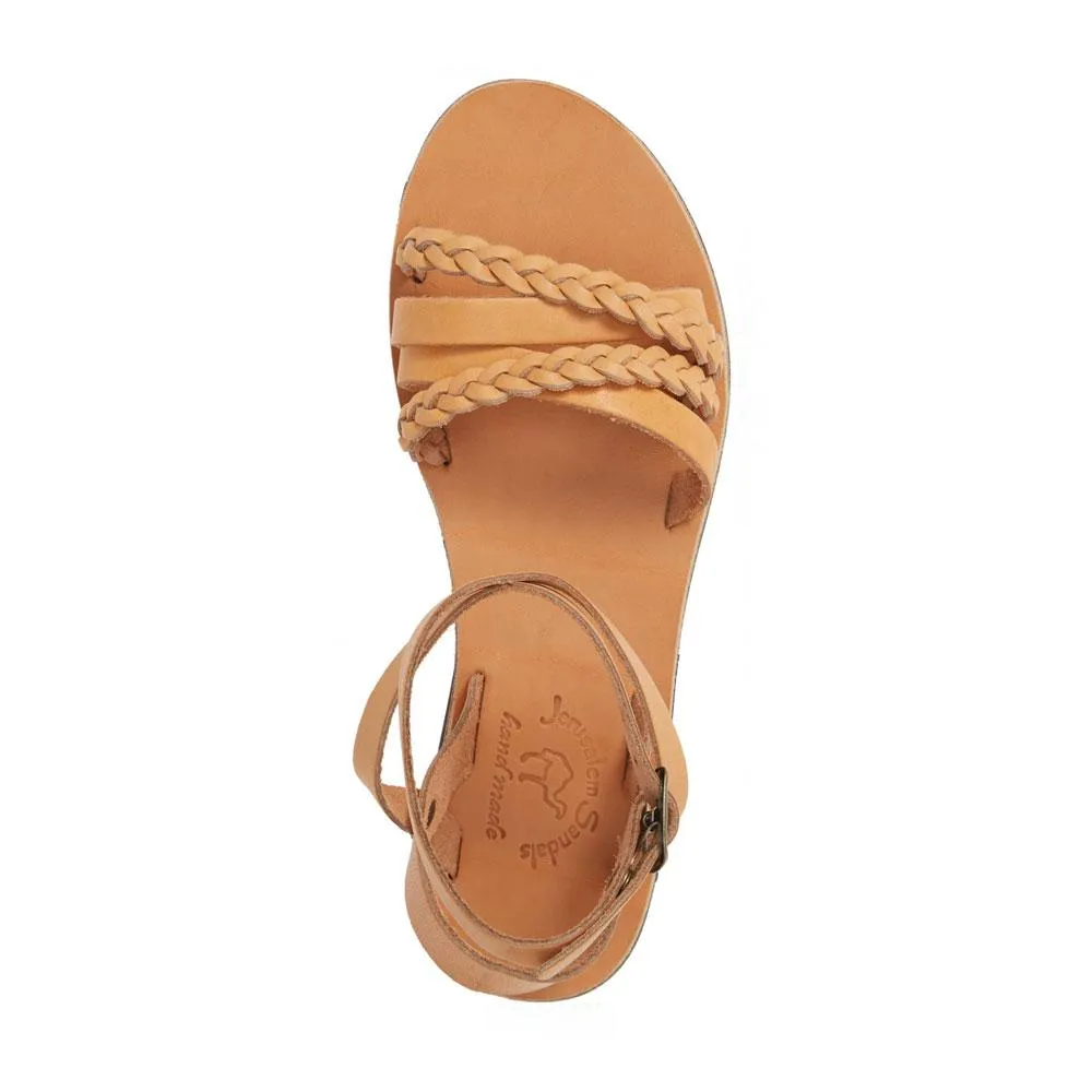 Asa - Leather Crossover Sandal | Tan