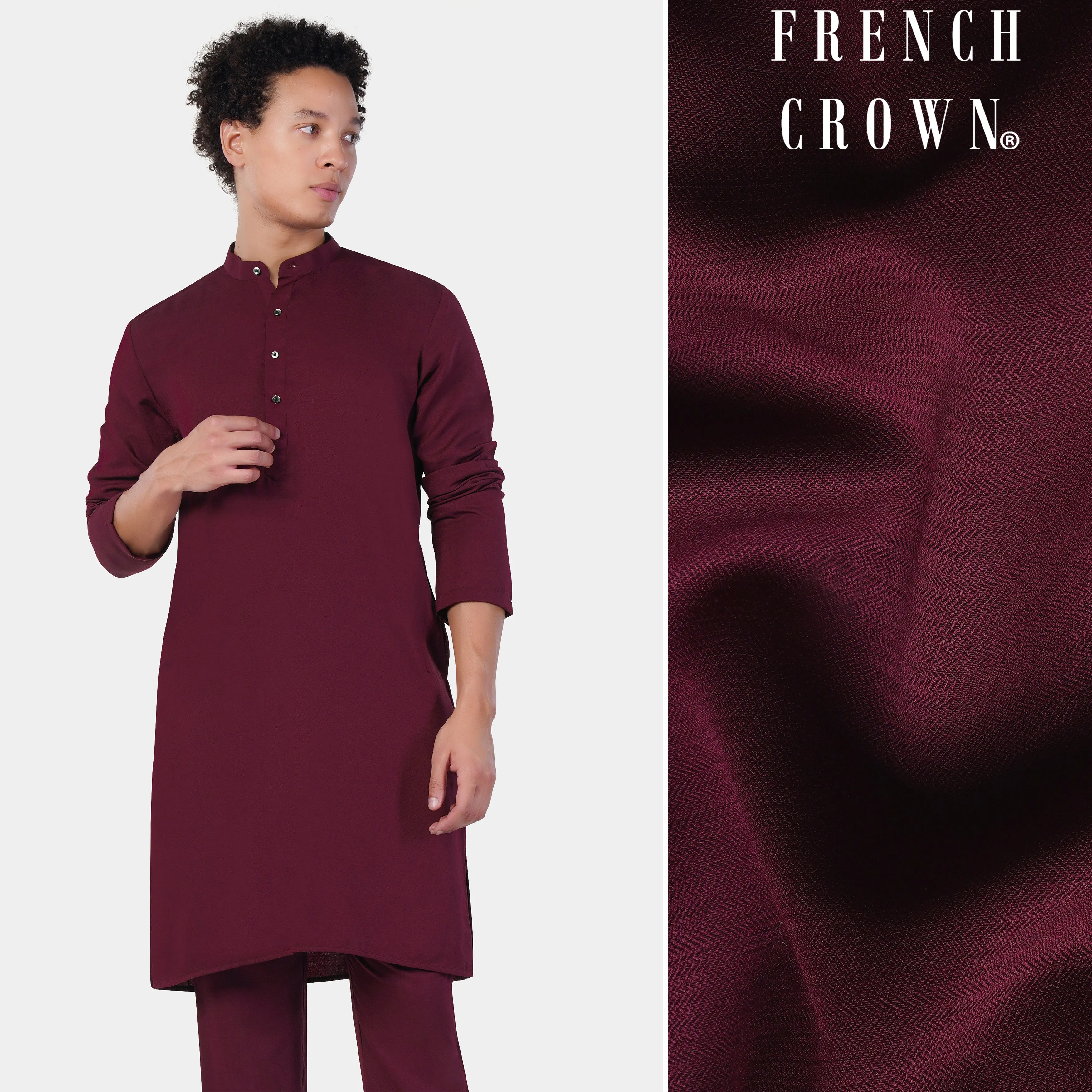 Aubergine Maroon Subtle Sheen Viscose Kurta