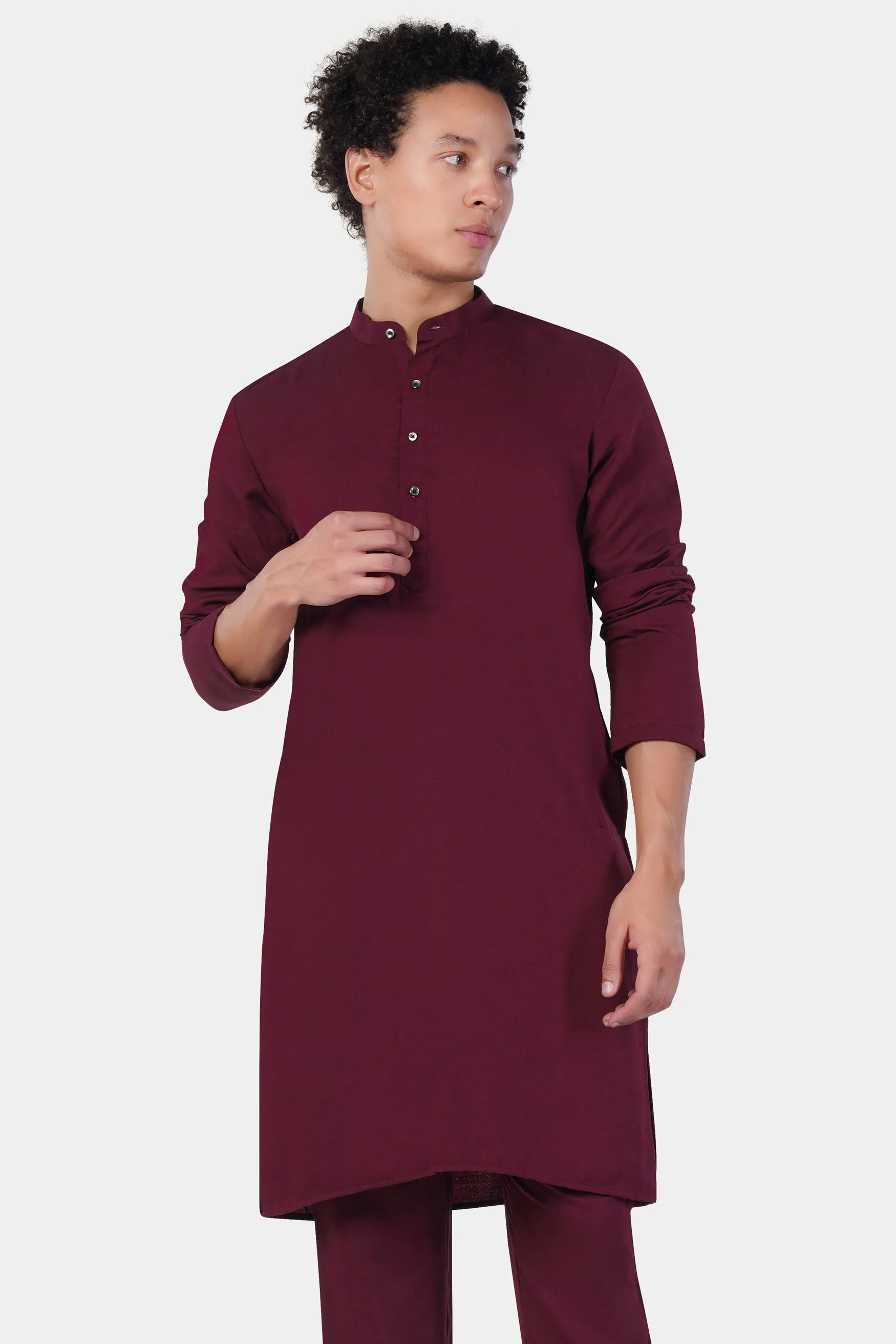 Aubergine Maroon Subtle Sheen Viscose Kurta