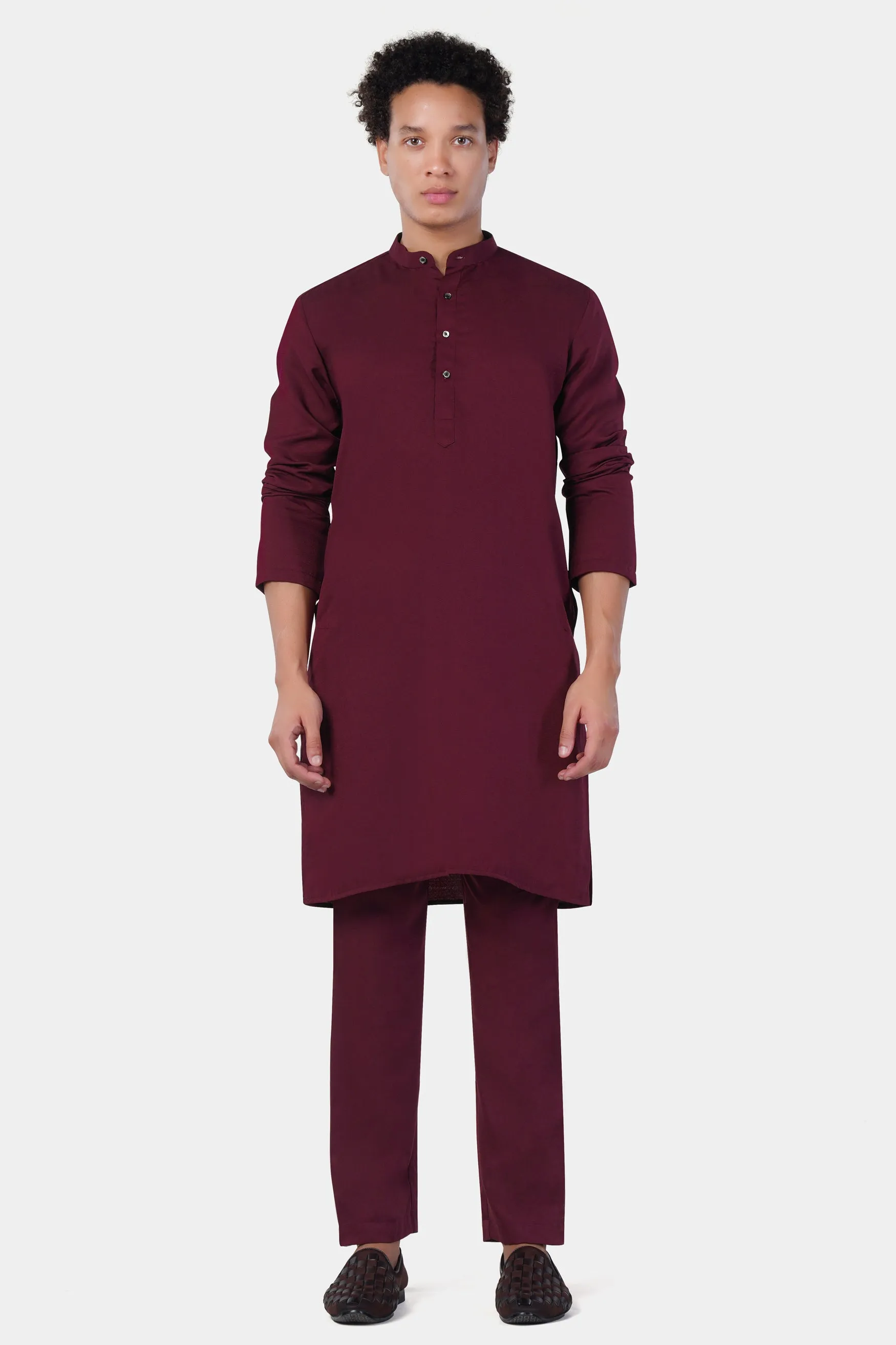 Aubergine Maroon Subtle Sheen Viscose Kurta