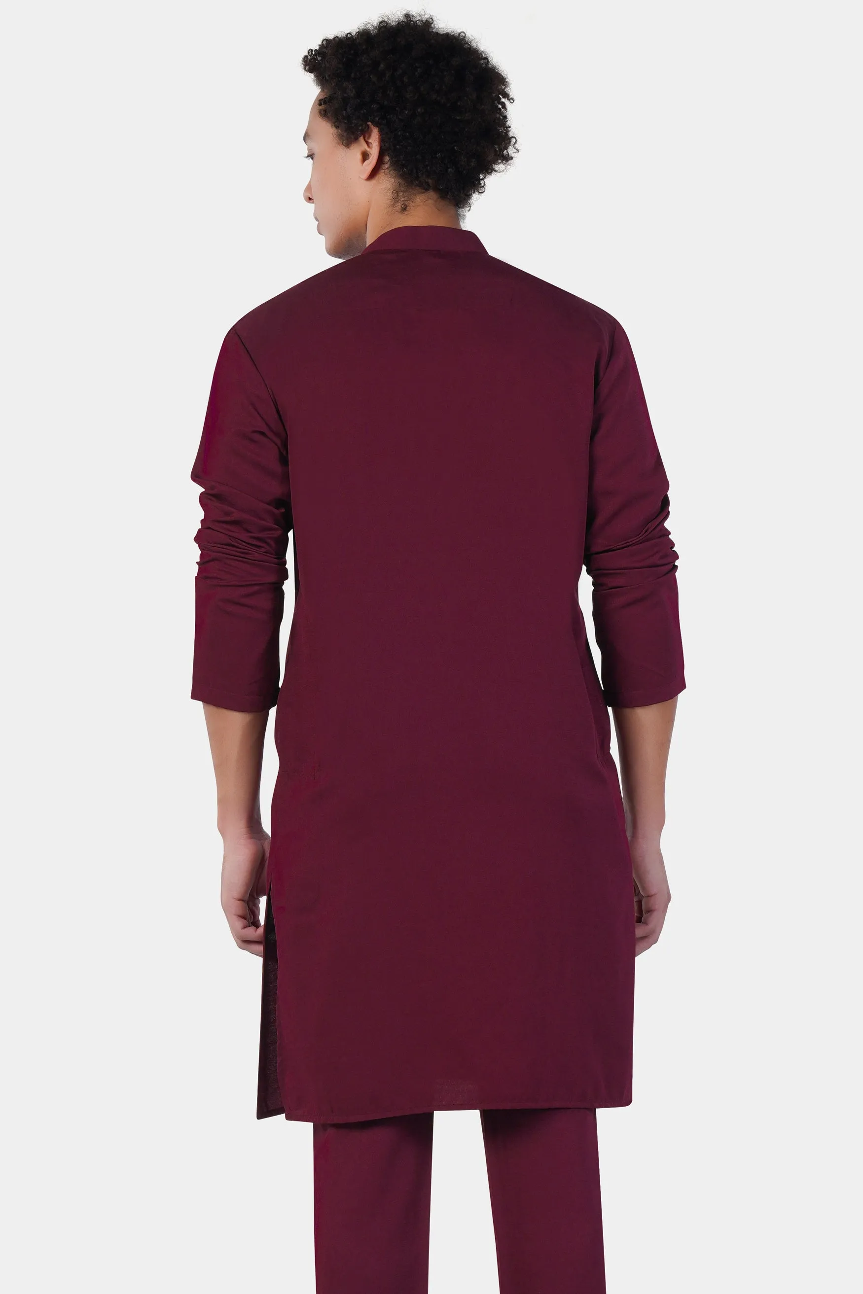 Aubergine Maroon Subtle Sheen Viscose Kurta