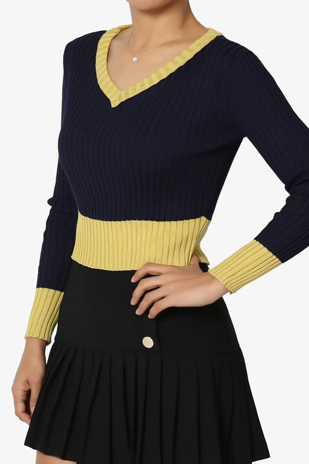 Avani Colorblock Ribbed Knit Top