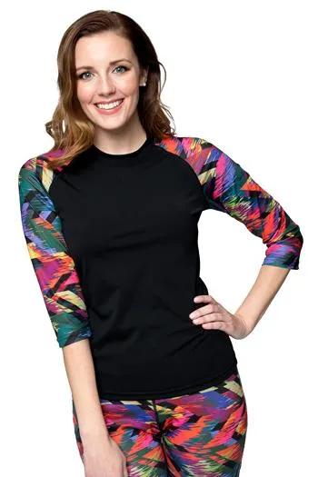 Baseball Babe Inspired Long 3/4 Sleeve Rash Guard Swim Shirt - Chlorine proof