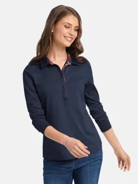 Basler Navy Long Sleeved Polo T Shirt 1211700101 28015 2226