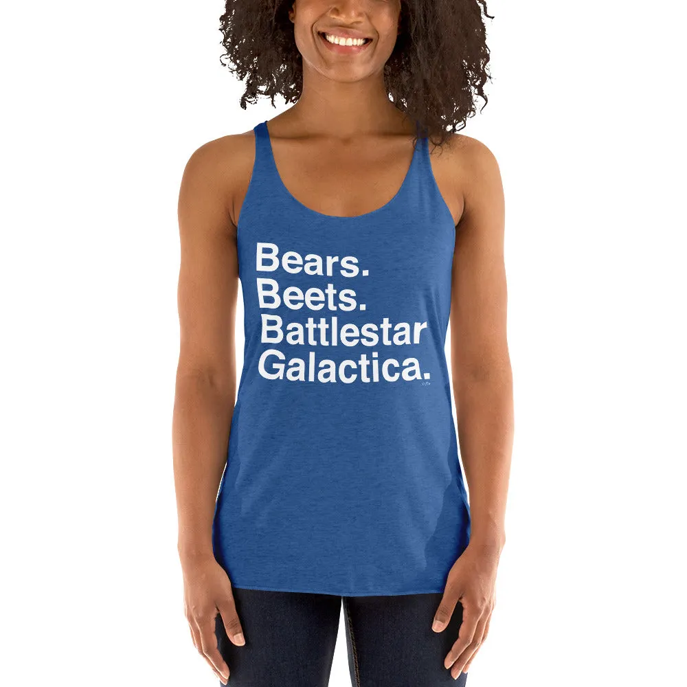 Bears. Beets. BSG. Women's Racerback Tank