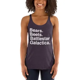 Bears. Beets. BSG. Women's Racerback Tank