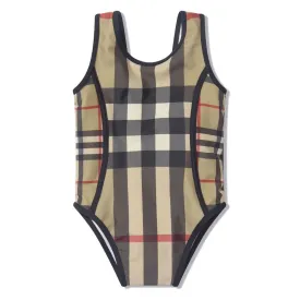 Beige Check Swimsuit