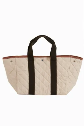 Beige Traversee M Quilted Tote