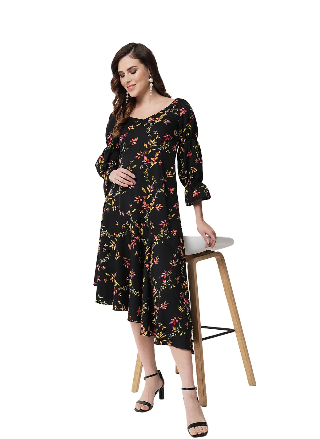 BELIEVE IN LOVE THE FLORAL BLACK SLANT DRESS